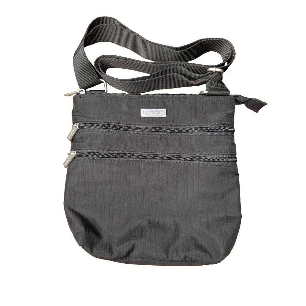 Baggallini Horizon Crossbody Bag Black Nylon Medium Travel Purse Multi-Pocket